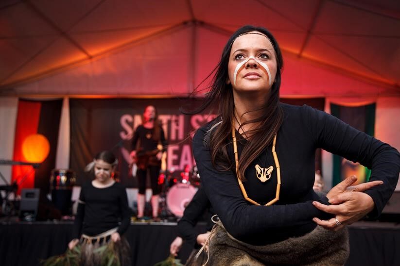 Stacie Piper and Djirri Djirri dancers at Smith Street Dreaming Festival. Photo: James Henry
Wurundjeri and Dja Dja Wurrung woman and current Victorian NAIDOC Committee Chairperson Stacie Piper appointed as First Peoples Curator at Tarrawarra Museum of Art. 