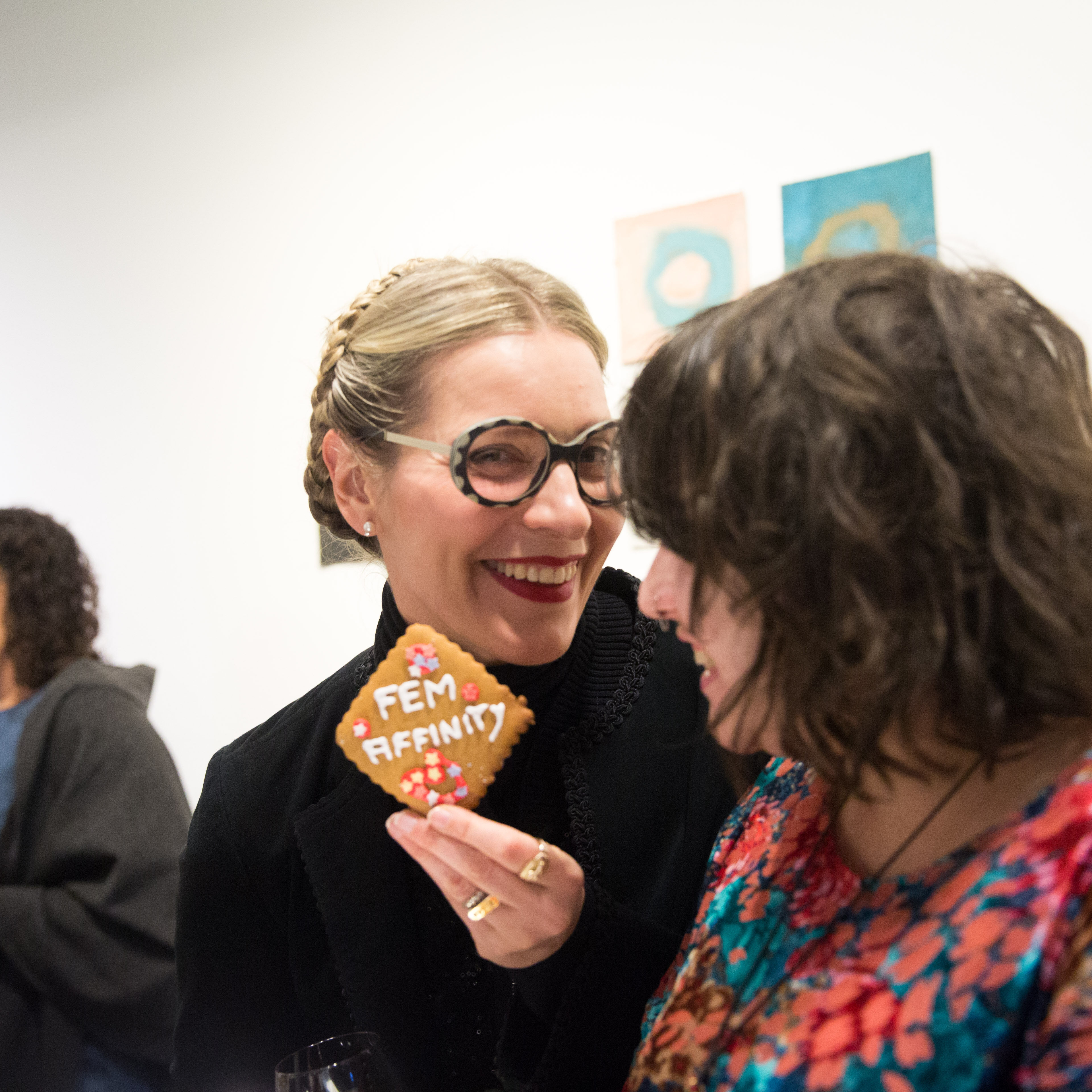 Image Credit: Catherine Bell and Eden Menta at 'FEM-aFFINITY' exhibition opening, Arts Project Australia, 2019. Photograph: Kate Longley