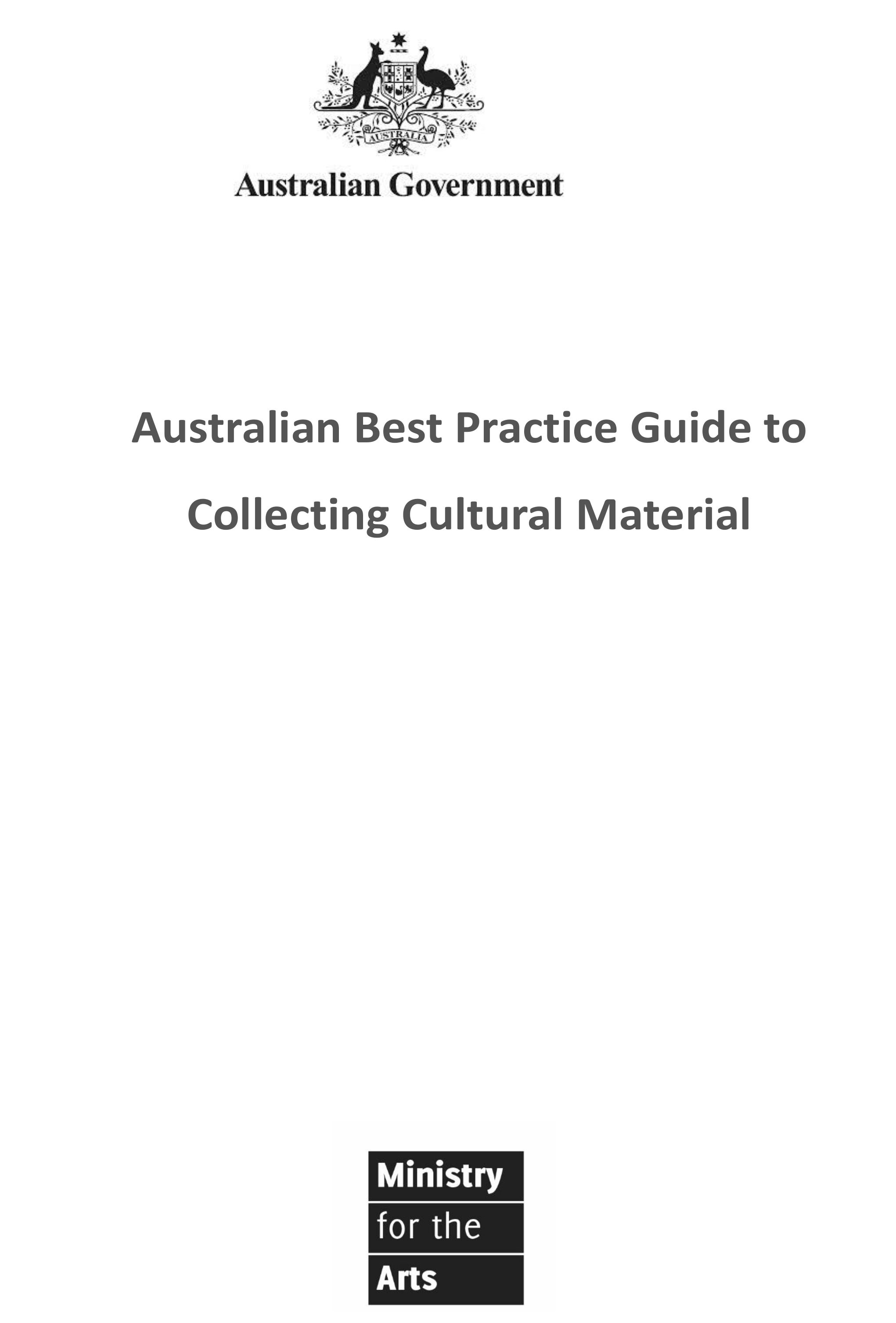 REPORT Industry cover, Australian Best Practice Guide to Collecting Cultural Material-1